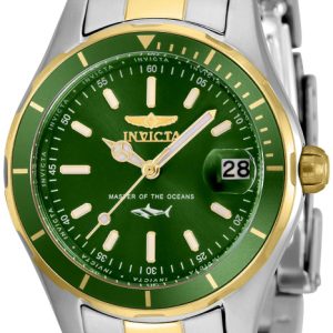 Invicta Damklocka 35607 Pro Diver Grön/Gulguldtonat stål Ø34 mm