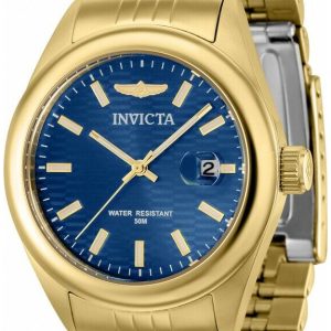 Invicta Damklocka 38425 Aviator Blå/Gulguldtonat stål Ø38 mm