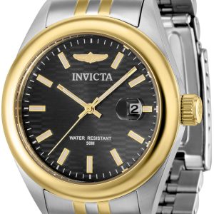 Invicta Damklocka 38430 Aviator Svart/Gulguldtonat stål Ø38 mm