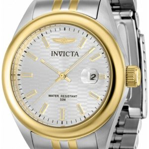 Invicta Damklocka 38432 Aviator Silverfärgad/Gulguldtonat stål Ø38