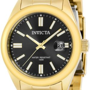 Invicta Damklocka 38480 Pro Diver Svart/Gulguldtonat stål Ø38 mm