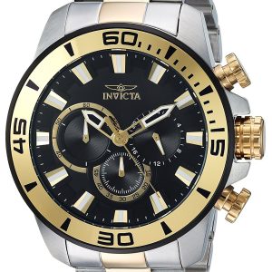 Invicta Herrklocka 22588 Pro Diver Svart/Gulguldtonat stål Ø48.5 mm