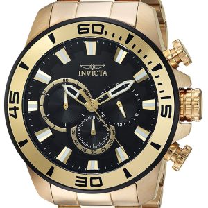 Invicta Herrklocka 22590 Pro Diver Svart/Gulguldtonat stål Ø48.5 mm