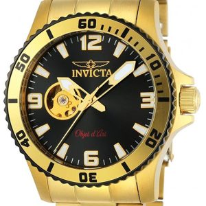 Invicta Herrklocka 22625 Svart/Gulguldtonat stål Ø43 mm