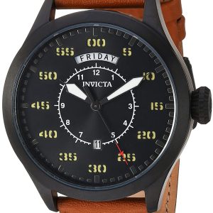 Invicta Herrklocka 22974 Aviator Svart/Läder Ø45 mm