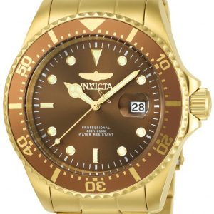 Invicta Herrklocka 23383 Pro Diver Brun/Gulguldtonat stål Ø43 mm