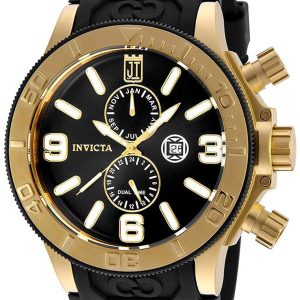 Invicta Herrklocka 25187 Jason Taylor Svart/Gulguldtonat stål Ø52 mm