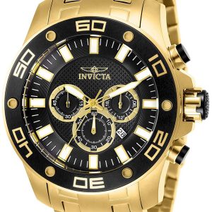 Invicta Herrklocka 26076 Pro Diver Svart/Gulguldtonat stål Ø50 mm