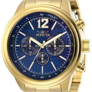 Invicta Herrklocka 28896 Aviator Blå/Gulguldtonat stål Ø49 mm