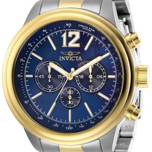 Invicta Herrklocka 28897 Aviator Blå/Gulguldtonat stål Ø49 mm