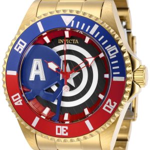 Invicta Herrklocka 29681 Marvel Flerfärgad/Gulguldtonat stål Ø44 mm