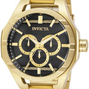 Invicta Herrklocka 31831 Svart/Gulguldtonat stål Ø48 mm