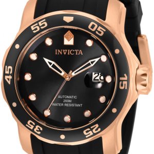 Invicta Herrklocka 33340 Svart/Roséguldstonat stål Ø48 mm