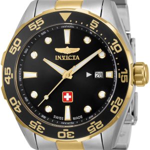 Invicta Herrklocka 33459 Pro Diver Svart/Gulguldtonat stål Ø44 mm