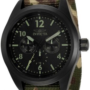 Invicta Herrklocka 33562 Svart/Textil Ø46 mm