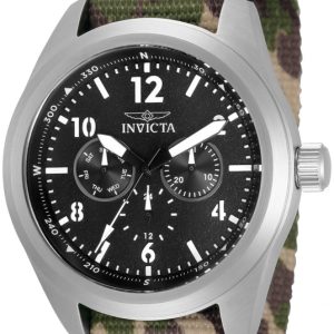 Invicta Herrklocka 33627 Svart/Textil Ø46 mm