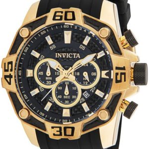 Invicta Herrklocka 33837 Svart/Gulguldtonat stål Ø52 mm