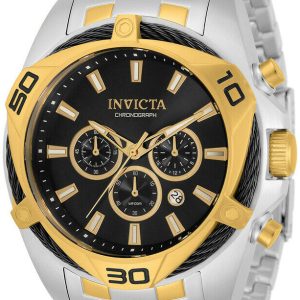 Invicta Herrklocka 34124 Bolt Svart/Gulguldtonat stål Ø50 mm