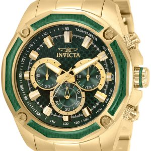 Invicta Herrklocka 34157 Aviator Grön/Gulguldtonat stål Ø48 mm