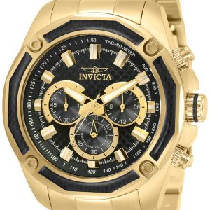 Invicta Herrklocka 34158 Aviator Svart/Gulguldtonat stål Ø48 mm