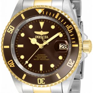 Invicta Herrklocka 35701 Pro Diver Brun/Gulguldtonat stål Ø40 mm