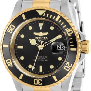 Invicta Herrklocka 37158 Pro Diver Svart/Gulguldtonat stål Ø40 mm