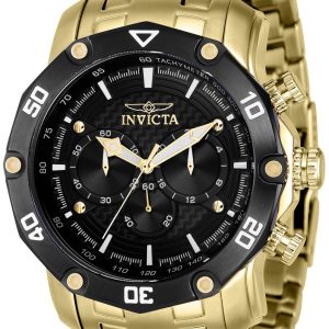 Invicta Herrklocka 37725 Pro Diver Svart/Gulguldtonat stål Ø50 mm