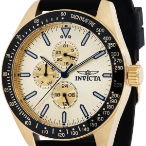 Invicta Herrklocka 38405 Aviator Gulguldstonad/Gummi Ø45 mm