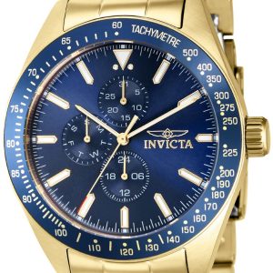 Invicta Herrklocka 38967 Aviator Blå/Gulguldtonat stål Ø45 mm