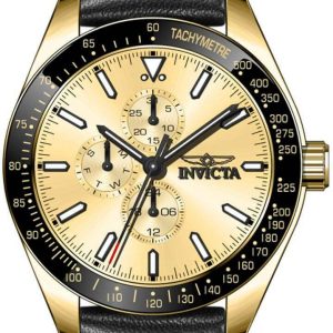 Invicta Herrklocka 38979 Aviator Gulguldstonad/Läder Ø45 mm