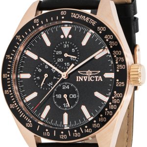 Invicta Herrklocka 38981 Aviator Svart/Läder Ø45 mm