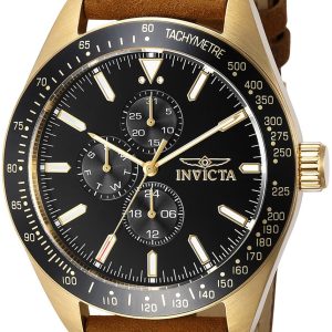 Invicta Herrklocka 38984 Aviator Svart/Läder Ø45 mm