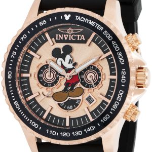 Invicta Herrklocka 39044 Disney Roséguldstonad/Gummi Ø48 mm