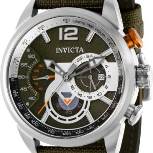 Invicta Herrklocka 39654 Aviator Grön/Textil Ø46 mm