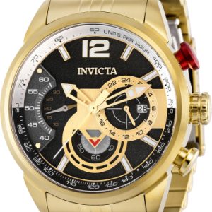 Invicta Herrklocka 39666 Aviator Svart/Gulguldtonat stål Ø46 mm