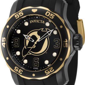 Invicta Herrklocka 42310 NHL Svart/Gulguldtonat stål Ø48 mm