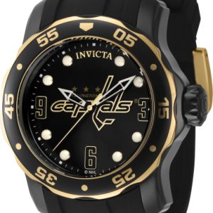 Invicta Herrklocka 42311 NHL Svart/Gulguldtonat stål Ø48 mm