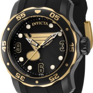 Invicta Herrklocka 42313 NHL Svart/Gulguldtonat stål Ø48 mm