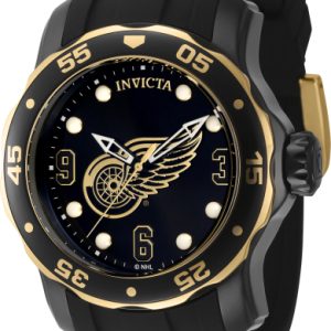 Invicta Herrklocka 42314 NHL Svart/Gulguldtonat stål Ø48 mm