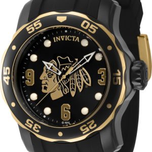 Invicta Herrklocka 42315 NHL Svart/Gulguldtonat stål Ø48 mm