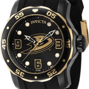 Invicta Herrklocka 42316 NHL Svart/Gulguldtonat stål Ø48 mm