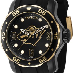 Invicta Herrklocka 42317 NHL Svart/Gulguldtonat stål Ø48 mm