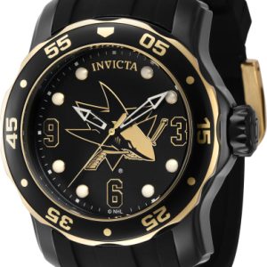 Invicta Herrklocka 42318 NHL Svart/Gulguldtonat stål Ø48 mm