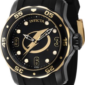 Invicta Herrklocka 42319 NHL Svart/Gulguldtonat stål Ø48 mm