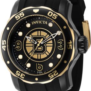 Invicta Herrklocka 42320 NHL Svart/Gulguldtonat stål Ø48 mm