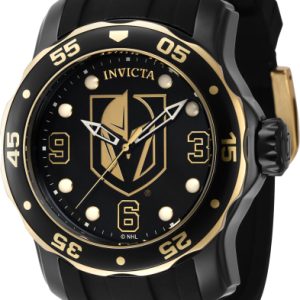 Invicta Herrklocka 42321 NHL Svart/Gulguldtonat stål Ø48 mm