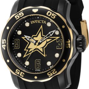 Invicta Herrklocka 42325 NHL Svart/Gulguldtonat stål Ø48 mm