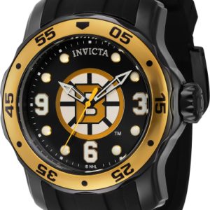 Invicta Herrklocka 42647 NHL Svart/Gulguldtonat stål Ø48 mm