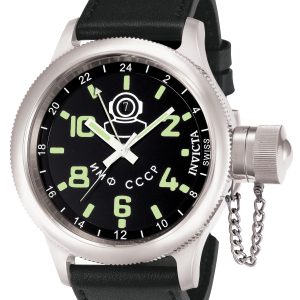 Invicta Herrklocka 7002 Russian Diver Svart/Läder Ø51.5 mm