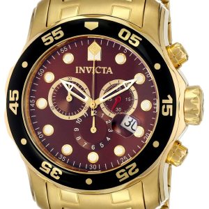 Invicta Herrklocka 80065 Pro Diver Brun/Gulguldtonat stål Ø48 mm